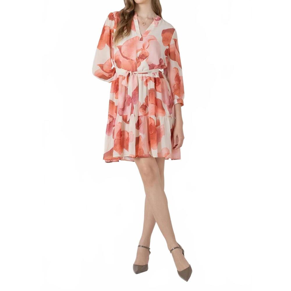 NEW DEX petal glow tie-waist dress in multi